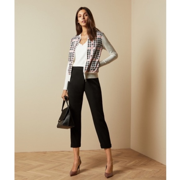 Ted Baker Sweaters - Ted Baker Arlane Houndstooth Knit Bomber Cardigan size 2